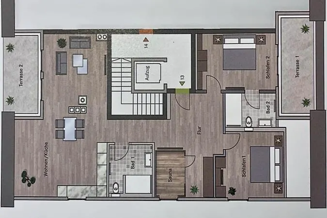 Beatrice - We 13 Mit Eigener Sauna, 2 Dachterrassen, Kleiner Meerblick